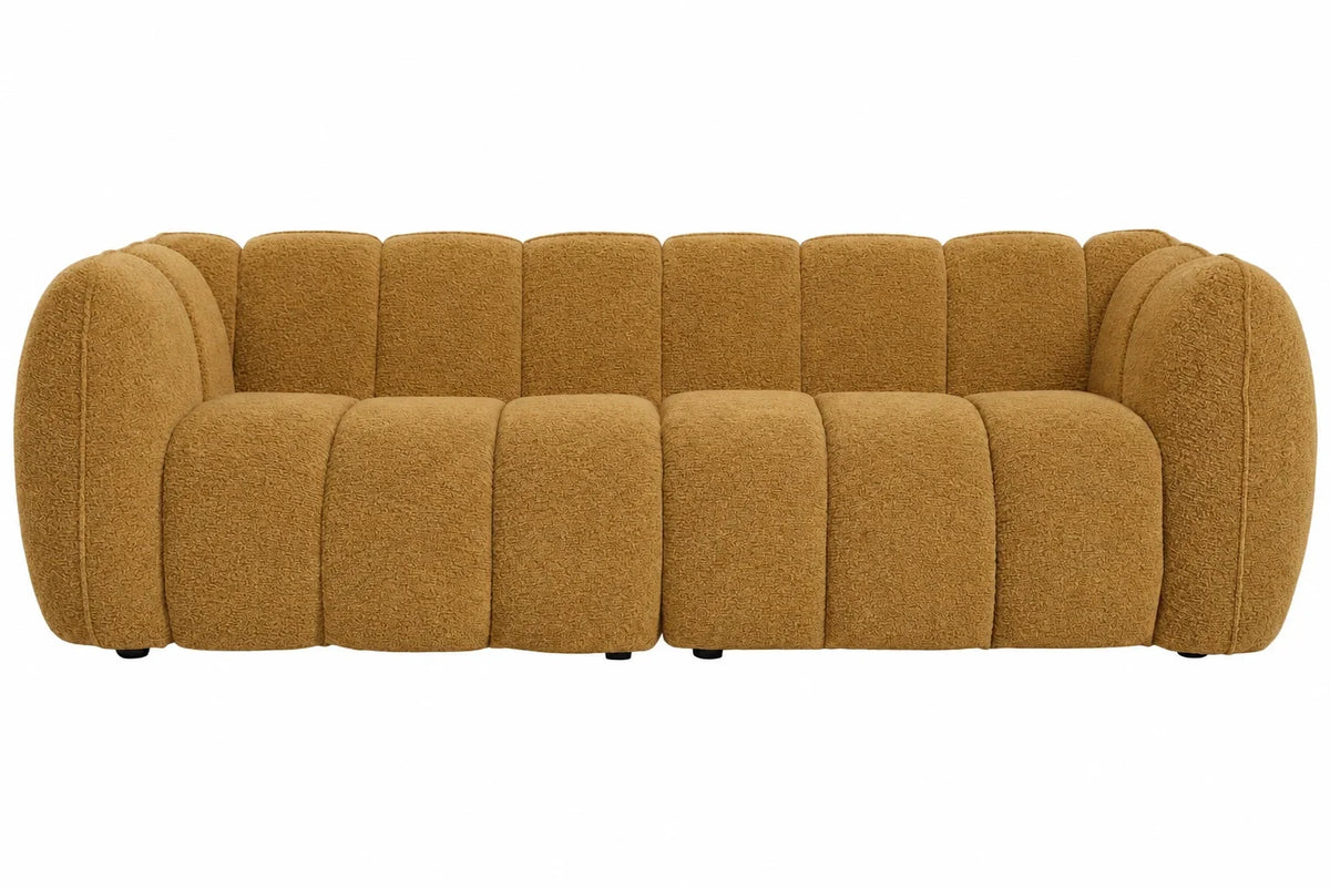 SOFA MADERA POLIESTER 230X107X73,5 MOSTAZA