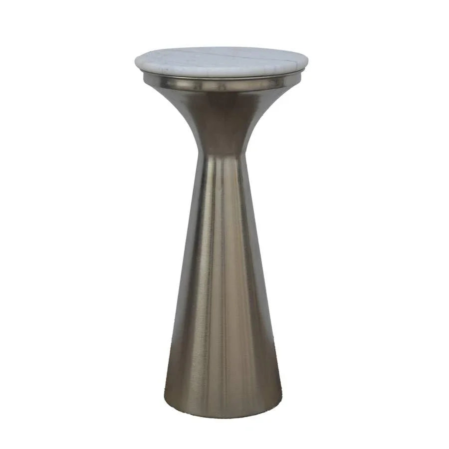 MESITA AUXILIAR METAL MARMOL 27X27X55 PLATEADO