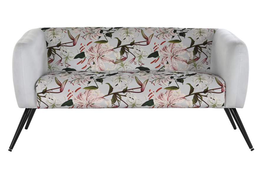 SOFA POLIESTER METAL 140X71X71 FLORES BEIGE