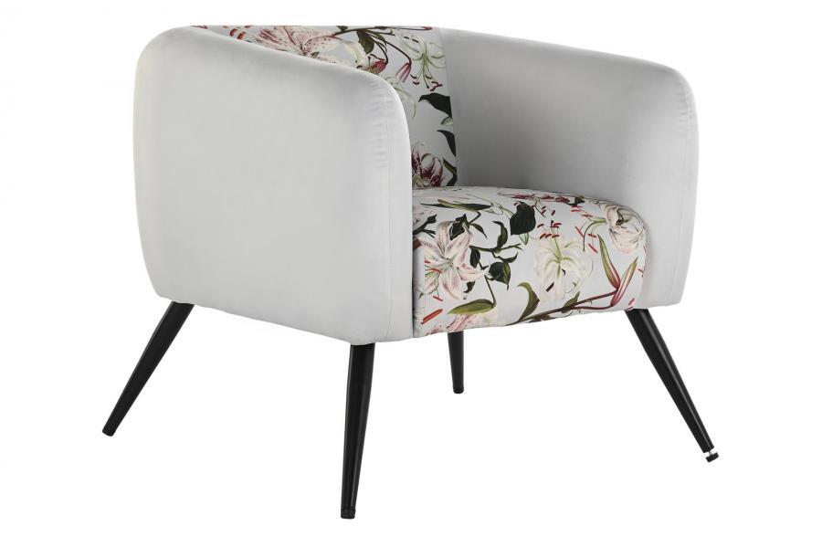 SILLON POLIESTER METAL 75X71X71 FLORES BEIGE
