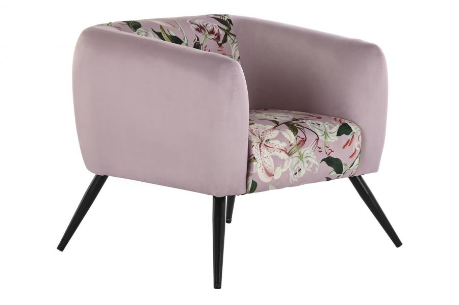 SILLON POLIESTER METAL 75X71X71 FLORES ROSA