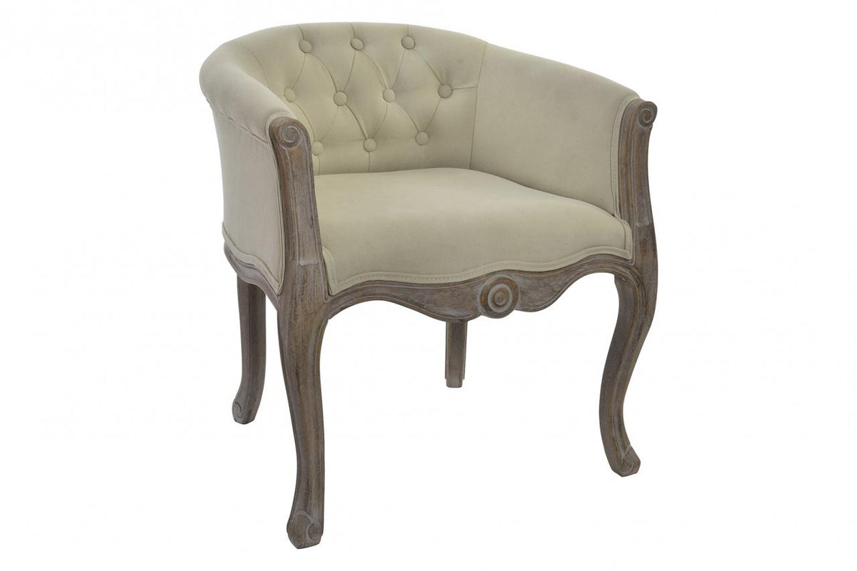 BUTACA POLIESTER RUBBERWOOD 61X61X70 NATURAL BEIGE