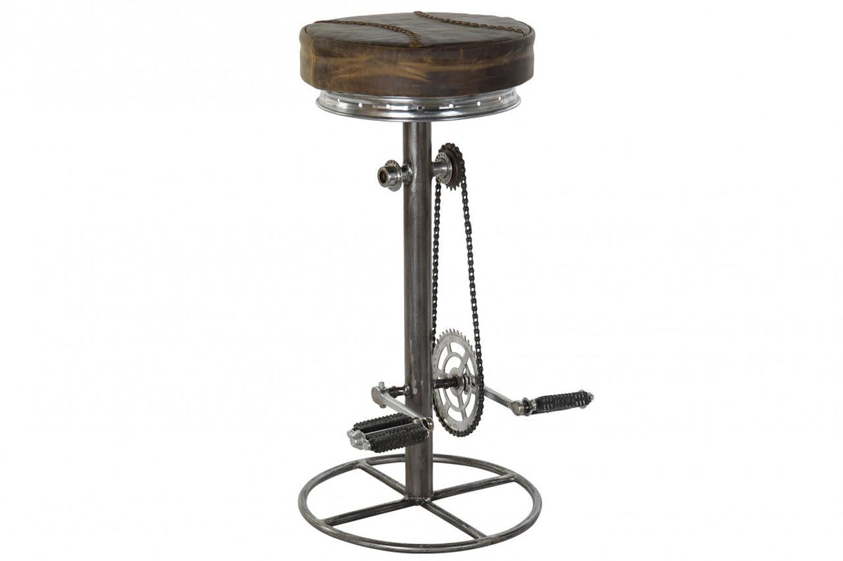 TABURETE METAL CUERO 44X41X82 PEDALES MARRON