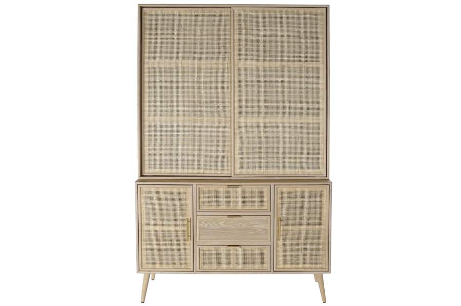 VITRINA PAULOWNIA MDF 120X38,5X196 REJILLA NATURAL