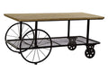 MESA CENTRO METAL ABETO 112X54X52 RUEDAS NEGRO