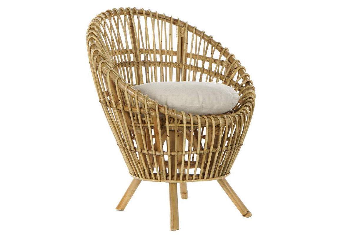 SILLON RATAN ALGODON 76X65X85 CON COJIN NATURAL