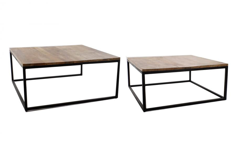 MESA CENTRO SET 2 METAL MANGO 90X90X40 NATURAL
