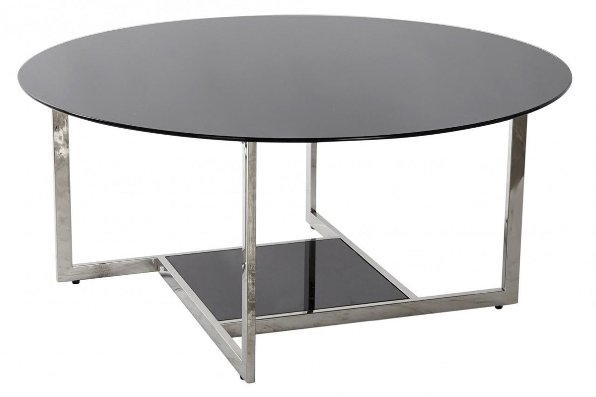 MESA CENTRO ACERO CRISTAL 100X100X45 NEGRO