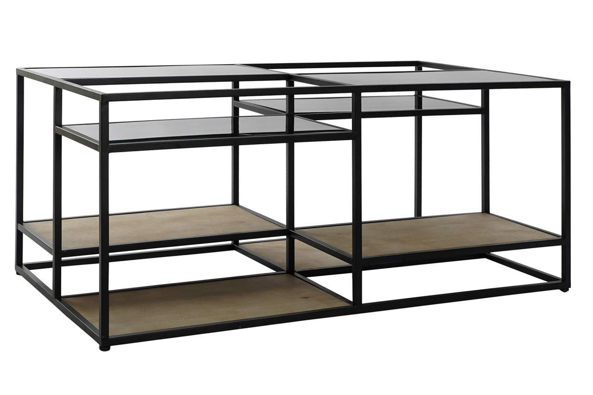 MESA CENTRO METAL MADERA 120X60X50 NEGRO