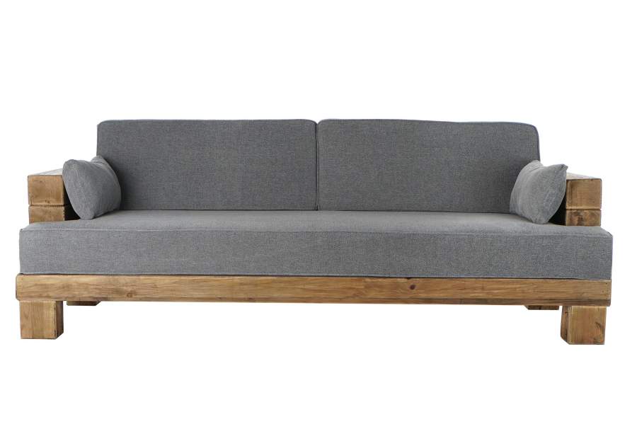SOFA MADERA RECICLADA POLIESTER 224X95X82 GRIS