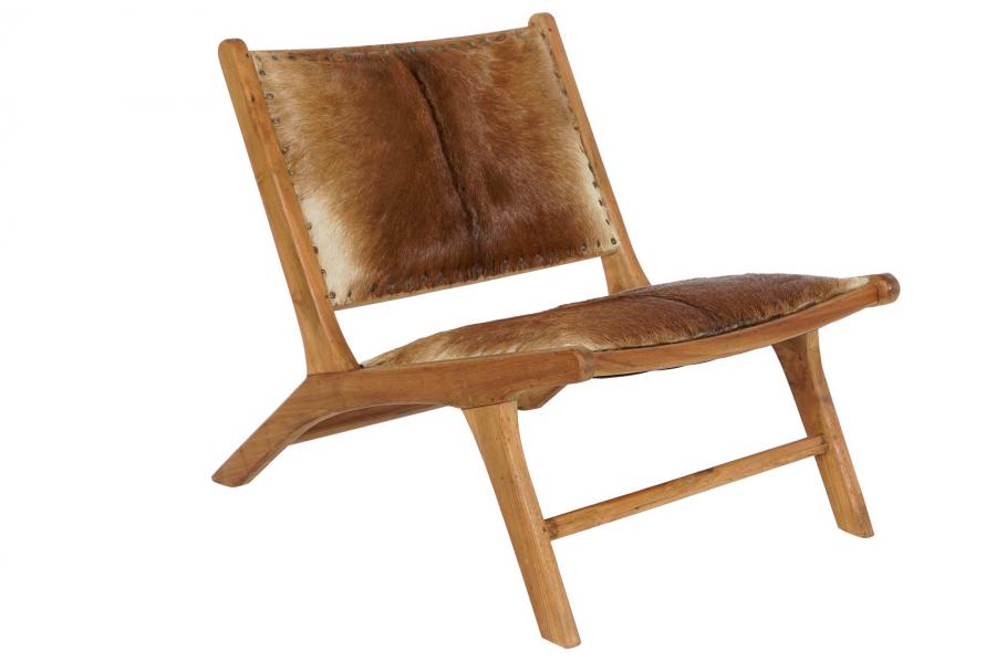 BUTACA TECA PIEL 65X78X68 VACA MARRON