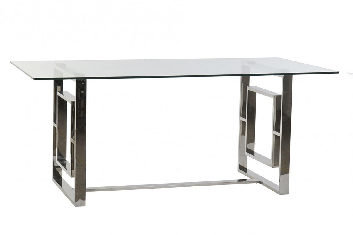 MESA COMEDOR ACERO CRISTAL 180X90X75