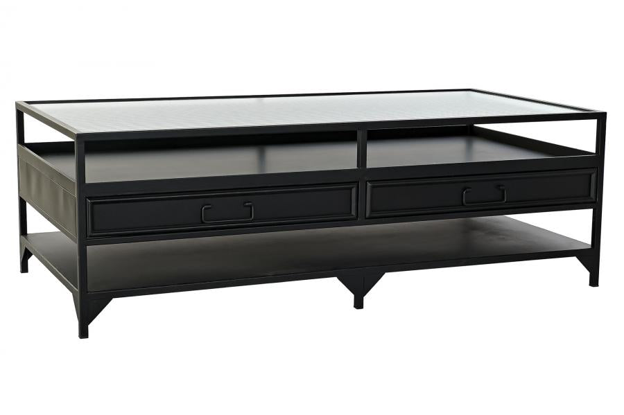 MESA CENTRO METAL CRISTAL 120X60X40 NEGRO