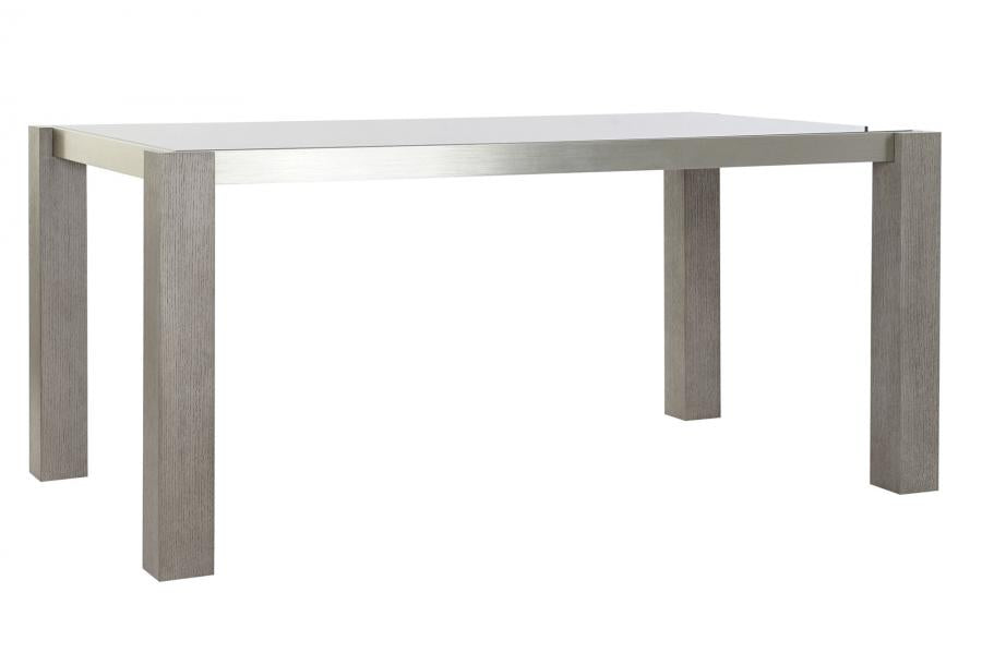 MESA COMEDOR ROBLE ALUMINIO 162X92X74 CRISTAL GRIS