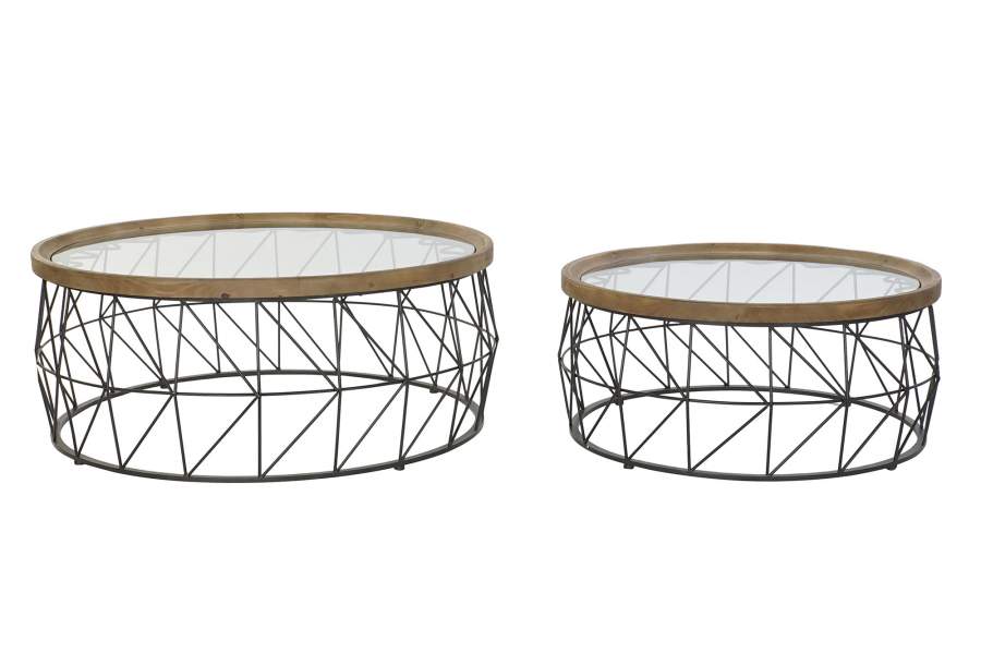 MESA CENTRO SET 2 METAL CRISTAL 100X100X43 CRISTAL