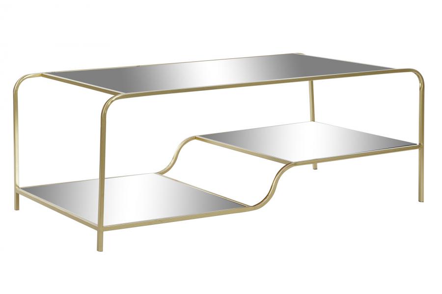 MESA CENTRO METAL ESPEJO 120X60X45 MATE DORADO