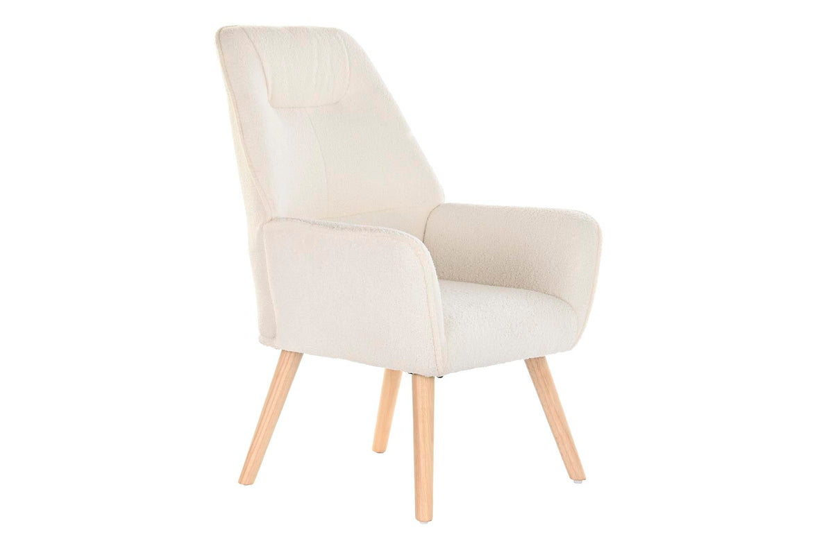 BUTACA POLIESTER MADERA 65X75X96 CREMA