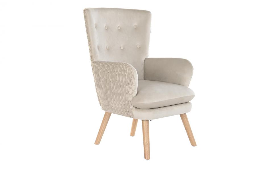 BUTACA POLIESTER MADERA 67X70X95 BEIGE