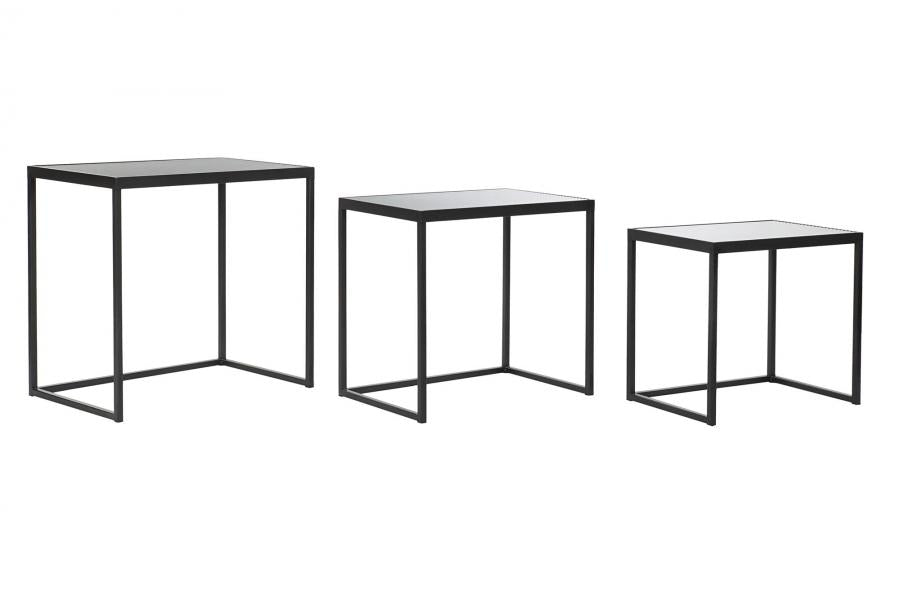 MESITA AUXILIAR SET 3 METAL CRISTAL 58X36,5X53,5