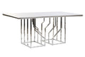 MESA COMEDOR ACERO CRISTAL 180X90X75 SIMIL MARMOL
