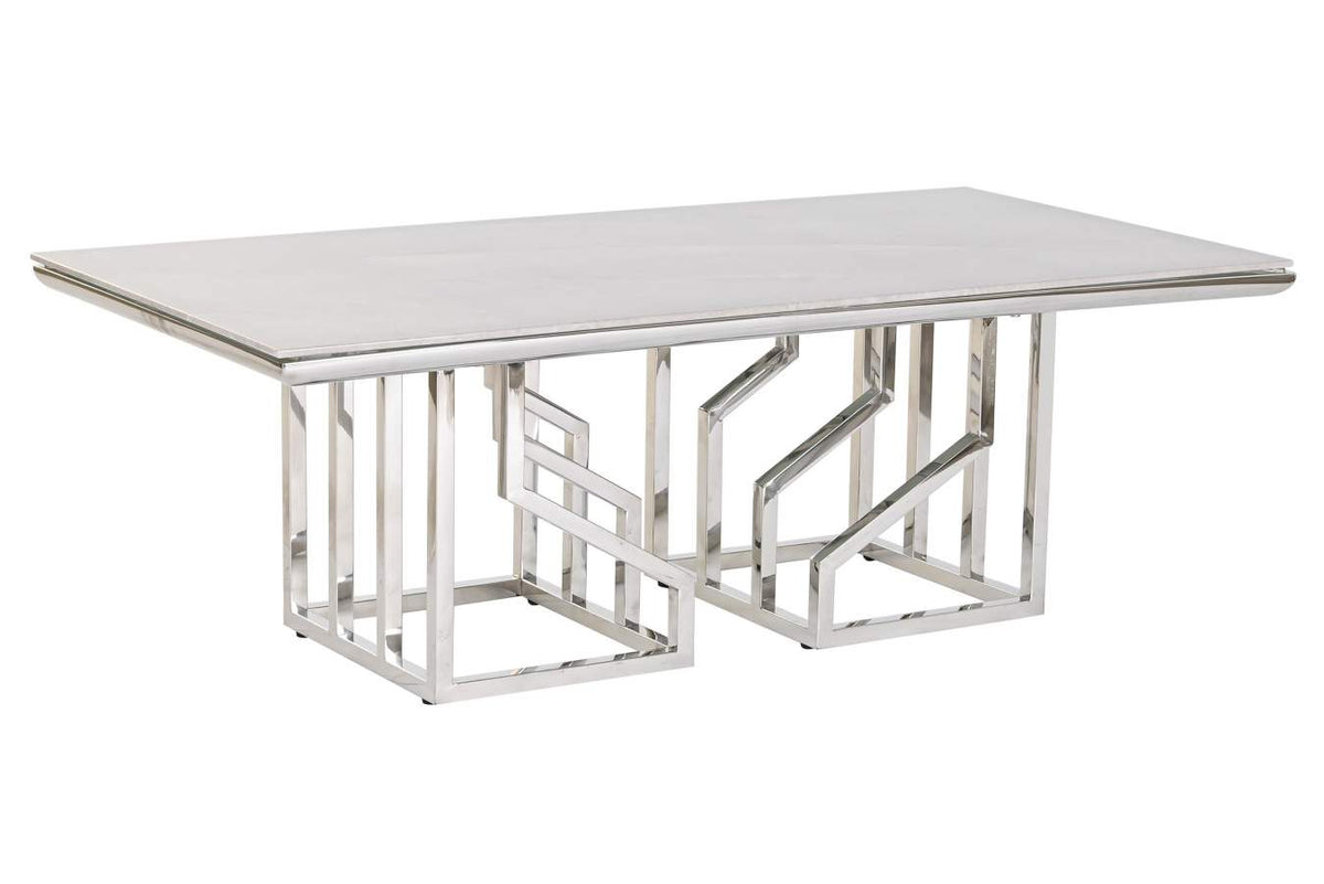 MESA CENTRO ACERO CRISTAL 120X60X40 SIMIL MARMOL