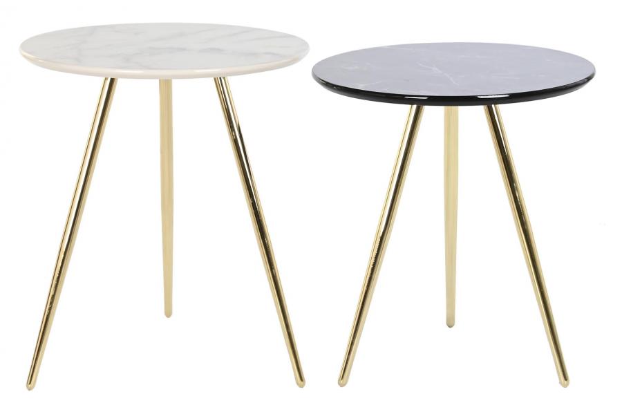 MESITA AUXILIAR SET 2 METAL RESINA 46X46X45