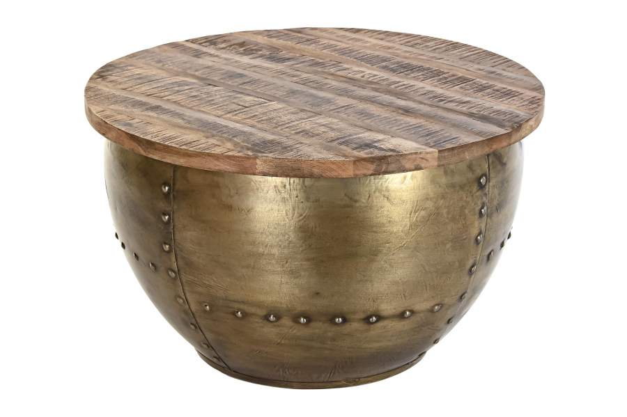 MESA CENTRO MANGO METAL 68X68X44 DORADO