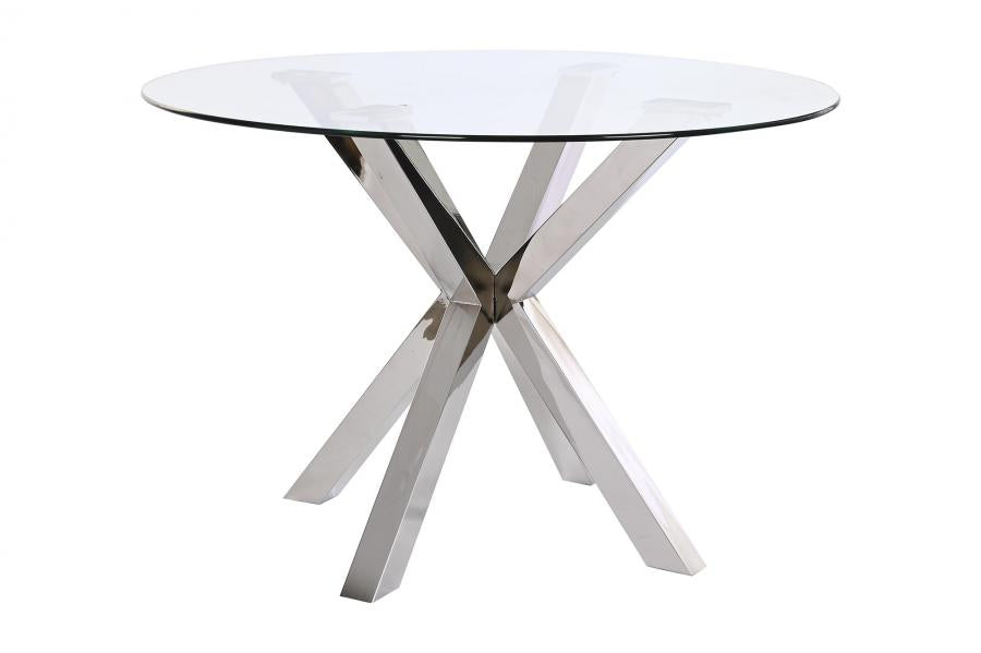 MESA COMEDOR ACERO CRISTAL 110X110X76 PLATEADO