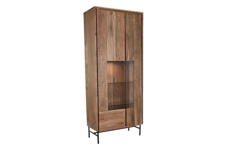 VITRINA ACACIA CRISTAL 80X40X197 MARRON