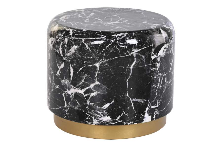MESITA AUXILIAR HIERRO 50X50X45 SIMIL MARMOL NEGRO