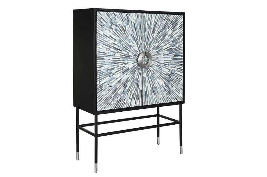 APARADOR HUESO RESINA 100X40X140 TARACEA NEGRO