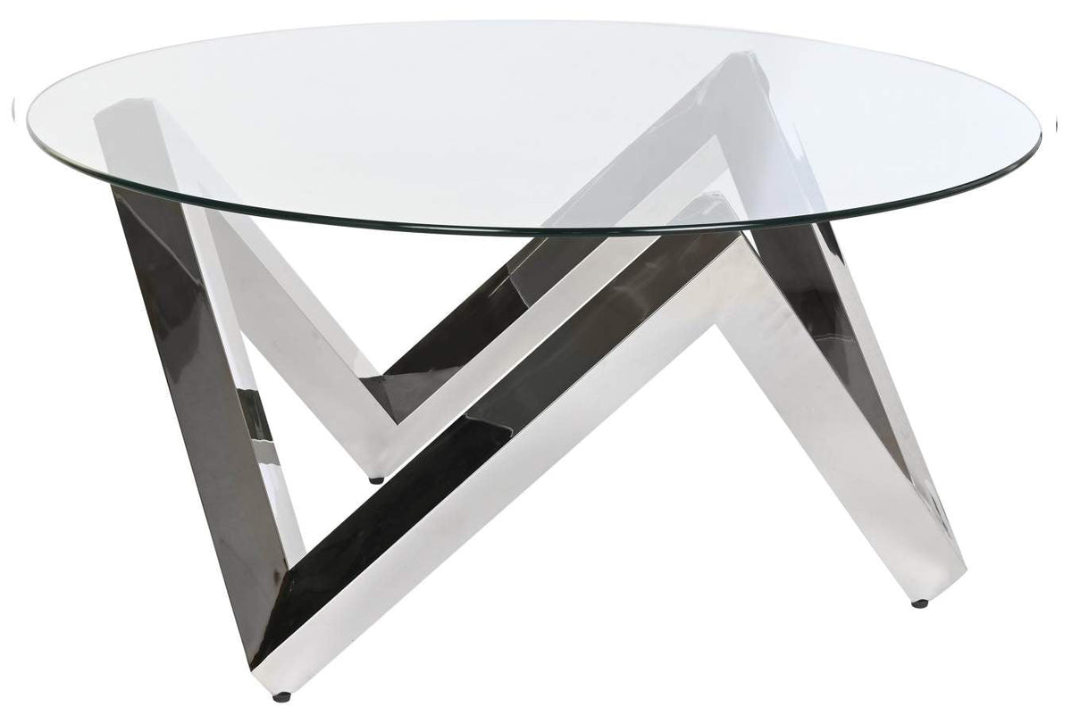 MESA CENTRO ACERO CRISTAL TEMPLADO 90X90X45
