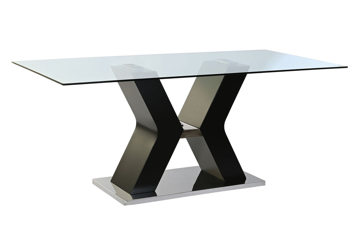 MESA COMEDOR CRISTAL TEMPLADO MDF 180X90X76 NEGRO