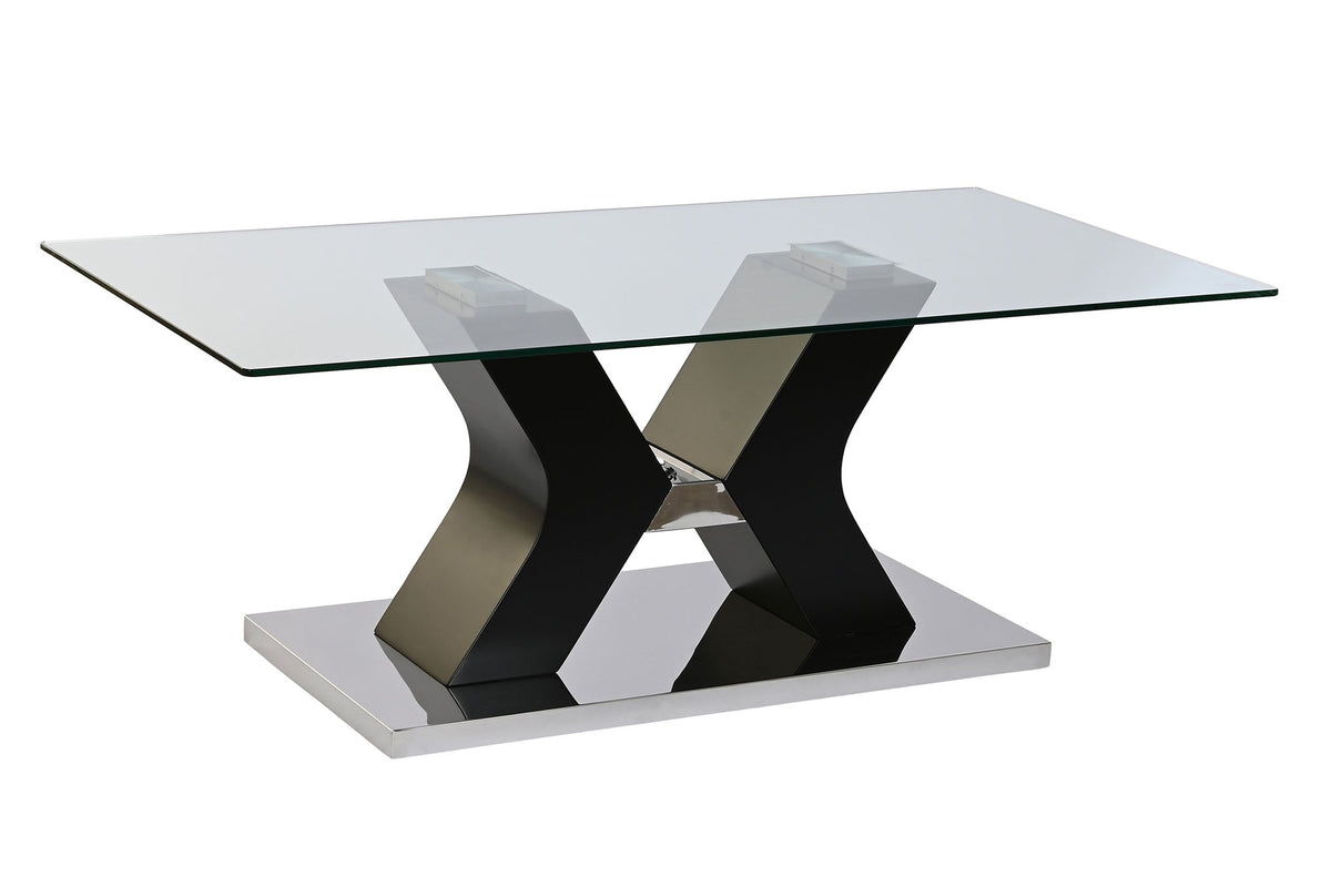MESA CENTRO CRISTAL TEMPLADO MDF 120X60X45 NEGRO