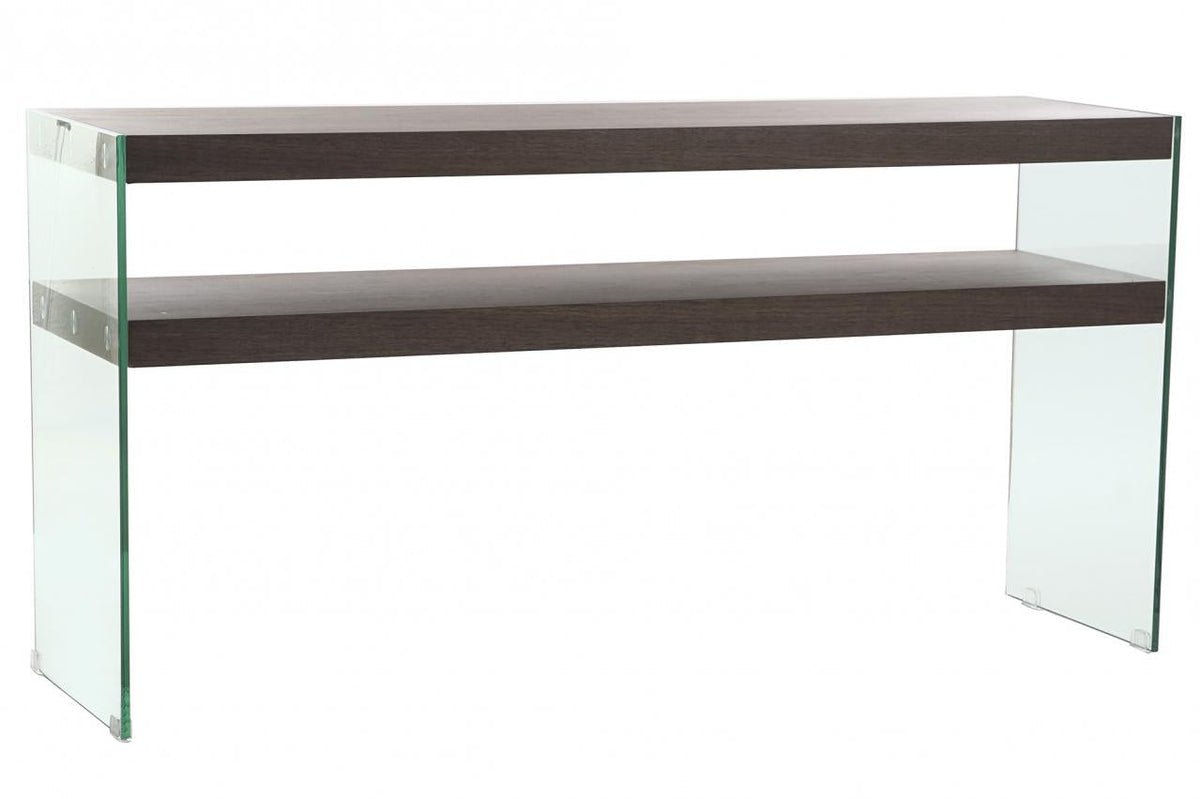 CONSOLA CRISTAL MDF 160X45X80 NOGAL MARRON