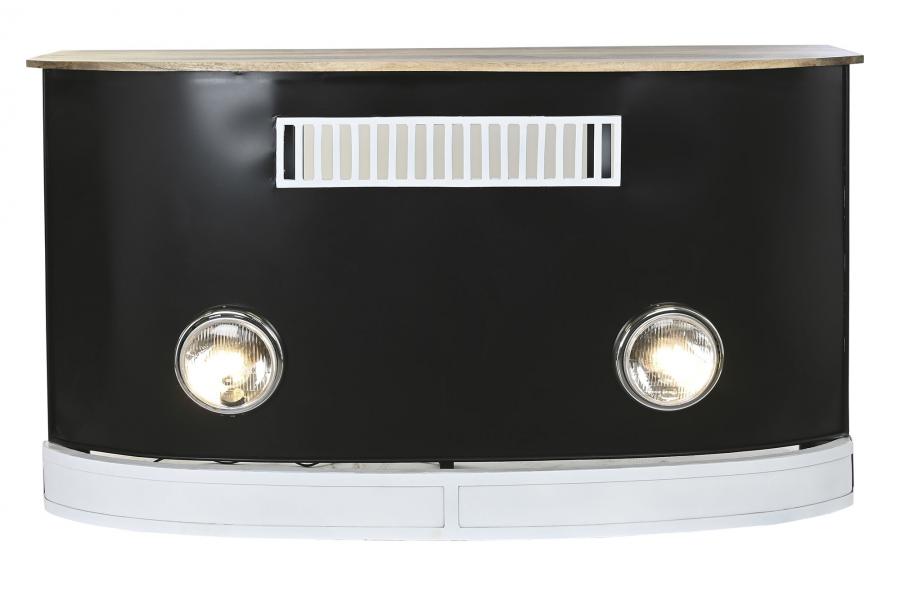 MUEBLE BAR MANGO HIERRO 157X52X90 FOCOS NEGRO