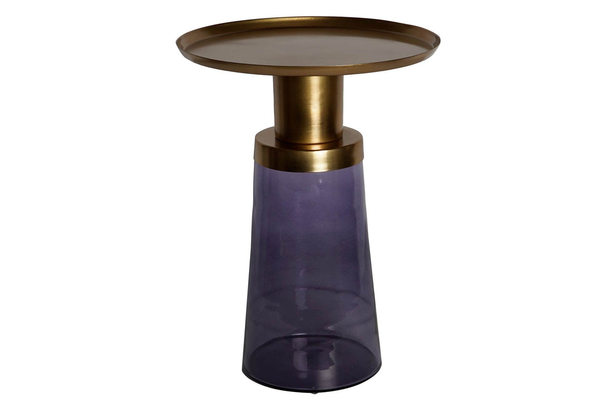 MESITA AUXILIAR CRISTAL HIERRO 37X37X50 AZUL