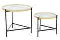 MESITA AUXILIAR SET 2 CRISTAL METAL 62X62X55,5
