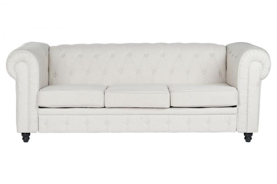 SOFA POLIESTER MADERA 209X84X76 CREMA