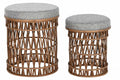 REPOSAPIES SET 2 BAMBU POLIESTER 40X40X48 MARRON