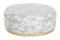 MESA CENTRO HIERRO 119X119X45 SIMIL MARMOL BLANCO