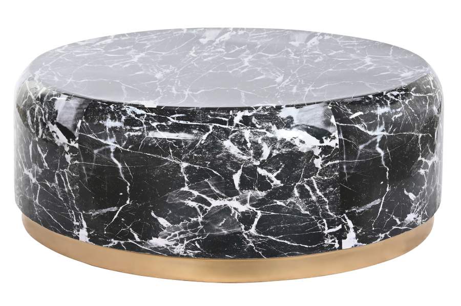 MESA CENTRO HIERRO 120X120X46,5 SIMIL MARMOL NEGRO