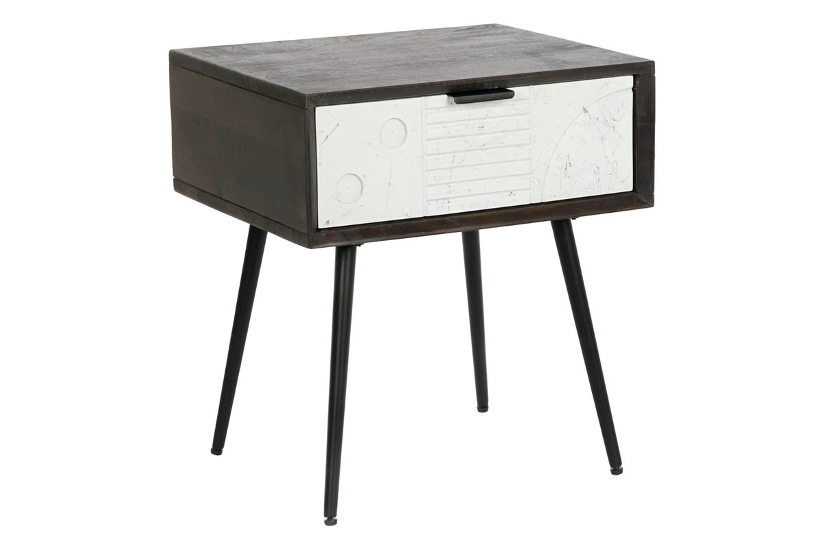 MESITA DE NOCHE MANGO METAL 45X38X50 WENGUE