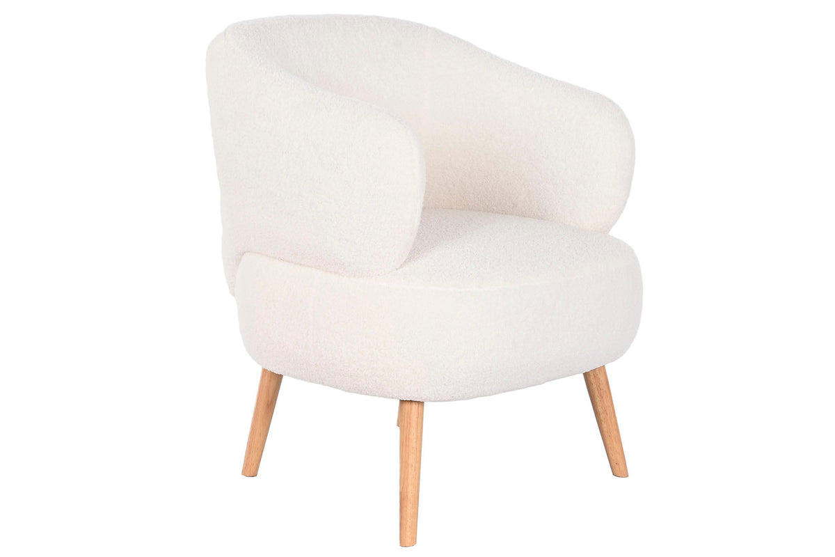BUTACA POLIESTER MADERA 70X70X80 BORREGUITO BLANCO