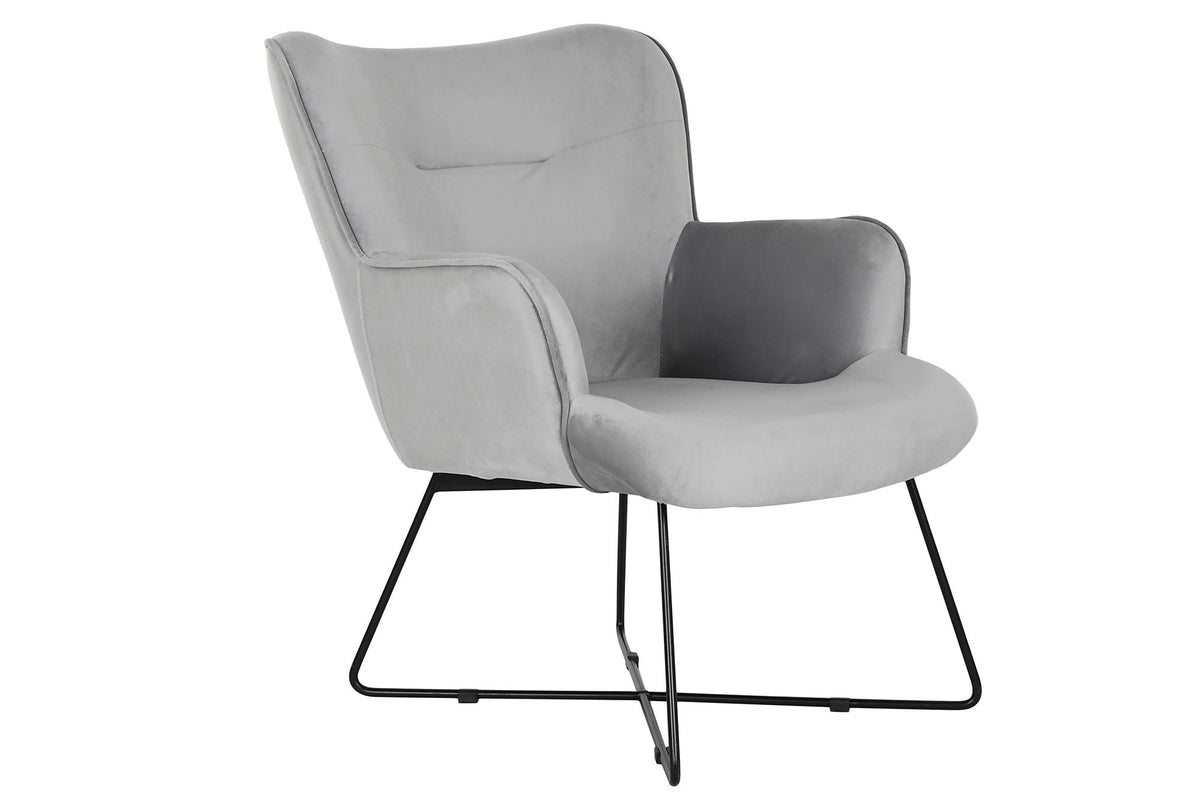 BUTACA POLIESTER METAL 67X81X86 TERCIOPELO GRIS