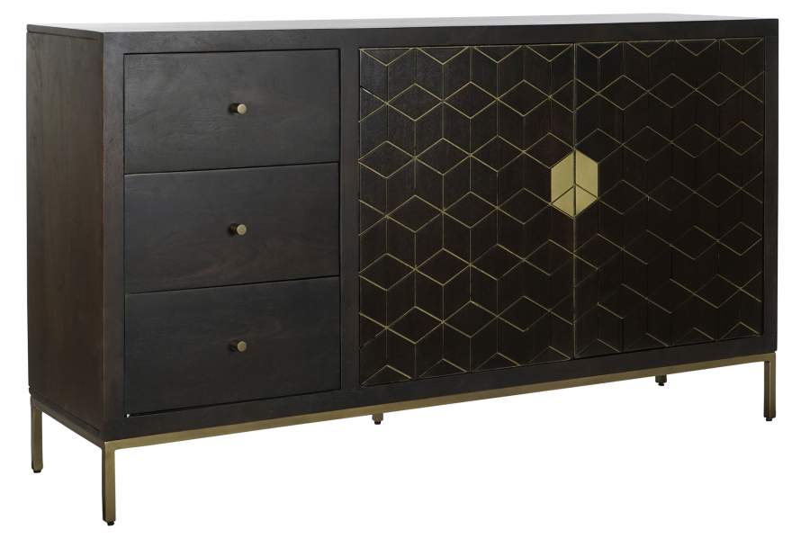 BUFFET ACACIA METAL 160X40X90 MARRON OSCURO