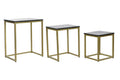 MESITA AUXILIAR SET 3 MARMOL HIERRO 50X35X60 NEGRO