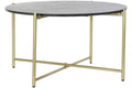MESA CENTRO MARMOL HIERRO 81X81X44 NEGRO