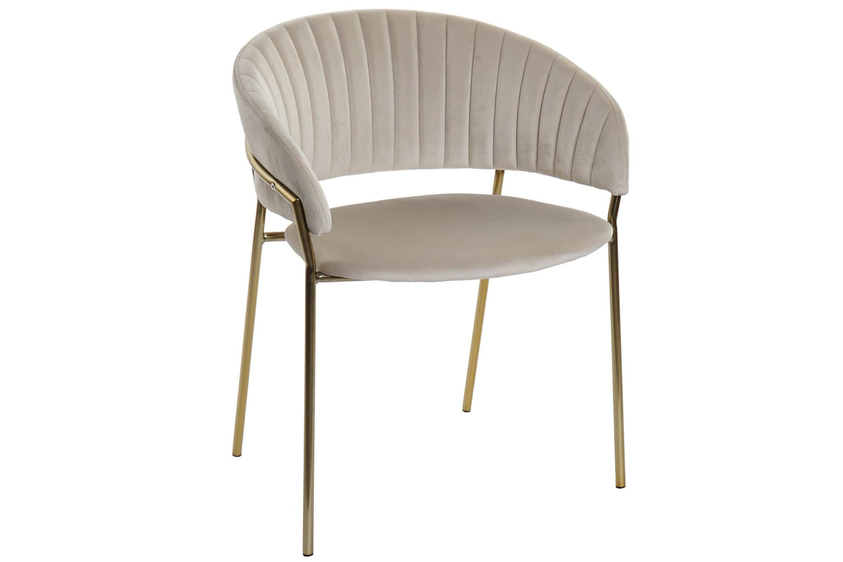 SILLA POLIESTER METAL 58X53X73 TERCIOPELO GREIGE