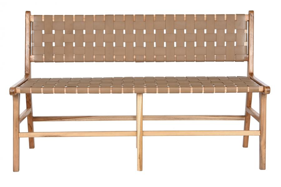 BANCO TECA PIEL 140X59X89 BEIGE